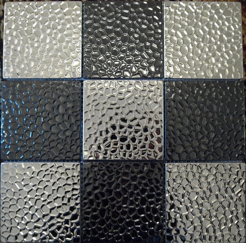 textured stainless steel tile - metal hammered look