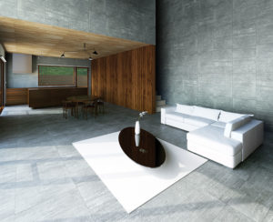 Concrete ceramic tile from Amber Tiles. This is a floor tile perfect for kbathrooms and kitchens giving a modern look.