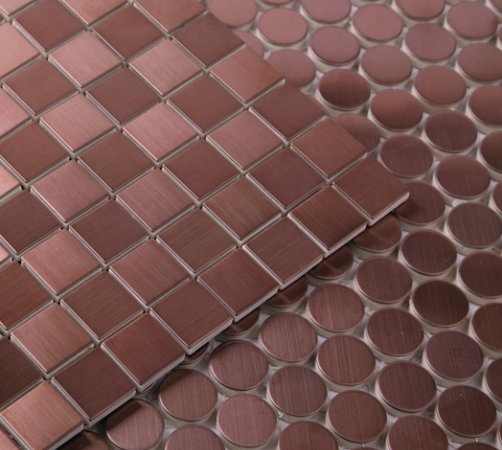 These metal tiles are made from copper. Great for splashbacks