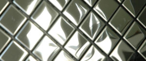 This metal tile is a stainless steel diamond shape. Mainly used in bathrooms and kitchen splashbacks.