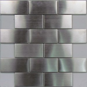 Beautiful stainless steel mosaic subway tile. Perfect metal tile for your kitchen splashback.