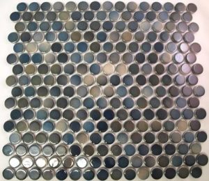 Blue green mix penny mosaic tile made from porcelain. A fntastic tile for any bathroom or kitchen splashback.