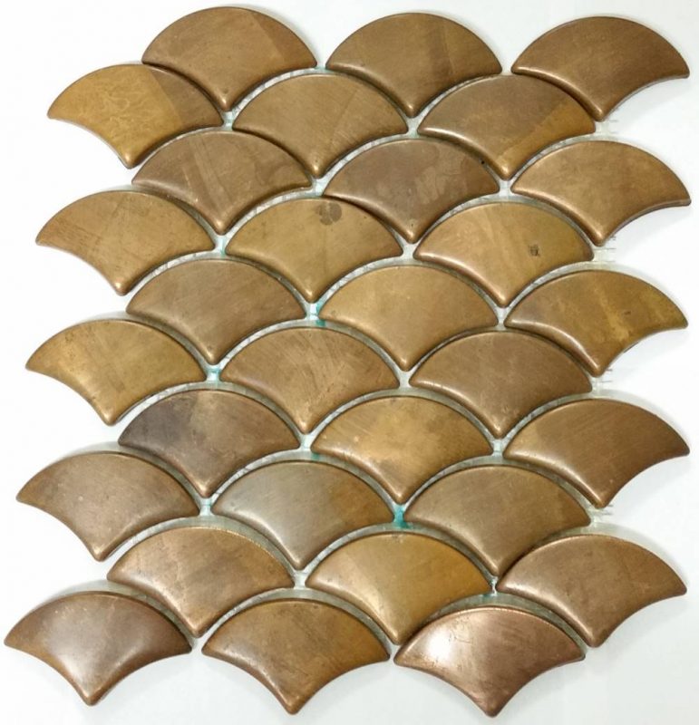 A copper wall tile in a fan pattern - used in bathroom and kitchen splashbacks.