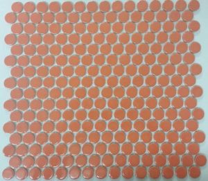 Gloss Orange Pennys is a round porcelain mosaic tile