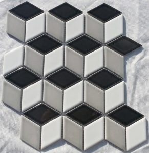 A cube shaped mosaic tile