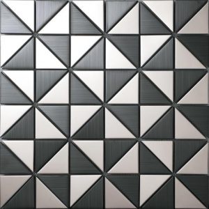 black and white stainless steel tiles.