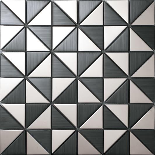 black and white stainless steel tiles.