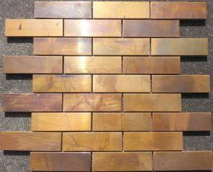 A beautiful copper subway mosaic tile. Commonly used in kitchen and bathroom splashbacks.