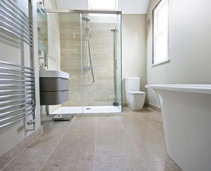 Amber Tiles Limestone used in Bathroom floor.