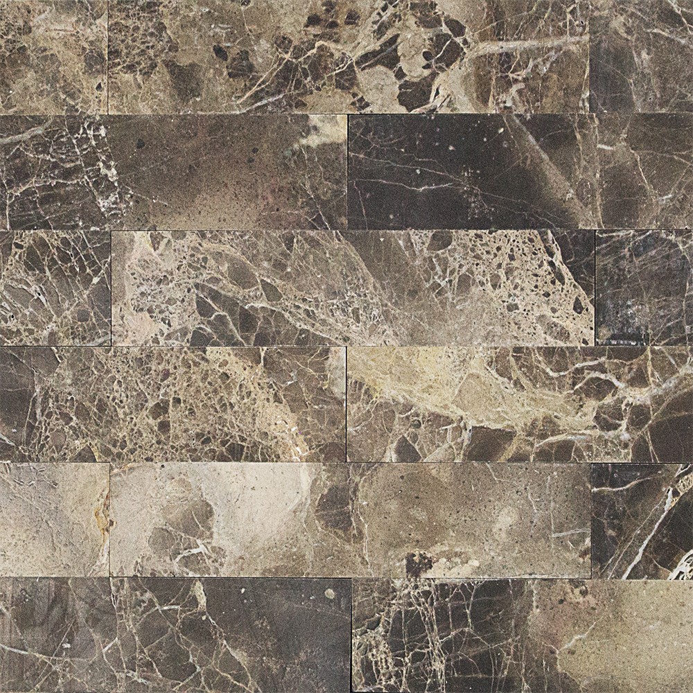 A subway wall tile in dark colours. This marble wall tile suits bathroom walls and kitchen walls.