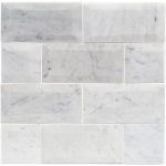 A marble tile. The Carrara Beveled is a subway tile best used as a wall tile in bathrooms and kitchens.