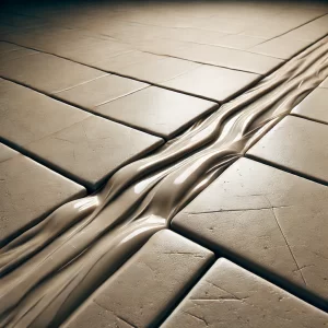 A close-up of clean, empty grout lines between tiles, showing a well-prepared surface.