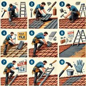 Step by step diagram on how to repair roof tiles.